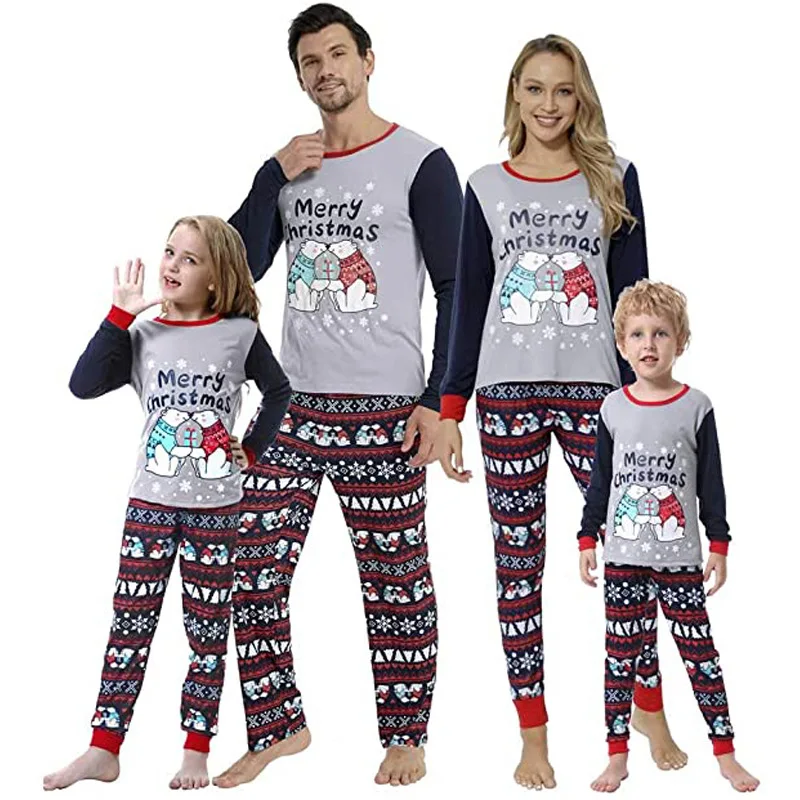 Дешевые рождественские пижамы с индивидуальным принтом, Рождественский комплект для родителей и детей, одежда для сна, домашняя одежда, пижамы, семейная одинаковая повседневная одежда для мероприятий (10000005260895)