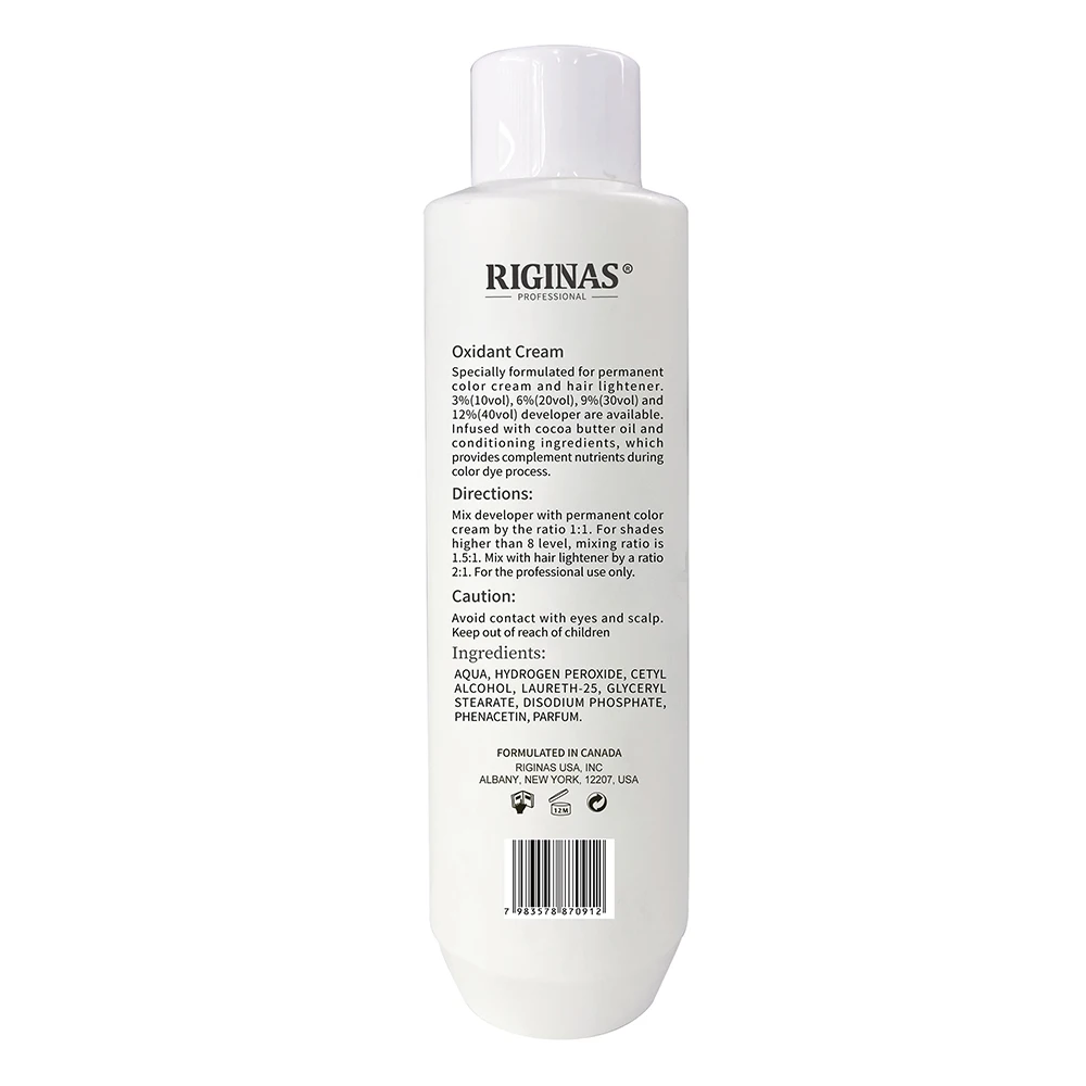 Riginas Private Label Hair Developer Oxidant Cream Gentle Smell Innovative Formula Hair Developer