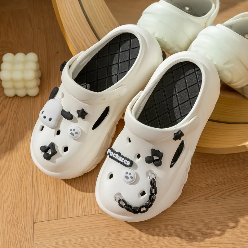 KT KUROMI Cinnamon Dog Pacha Outdoor Beach Height-Increasing Platform Shoes for Ladies EVA Outsole for Spring Autumn Home Use