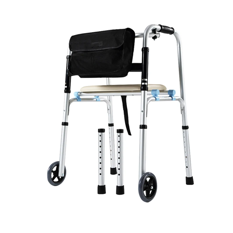 Adult Walking Aids 2 Wheels Folding Rehabilitation Walker Rollator With Seat Health Care Supplies Standing Frame Walker