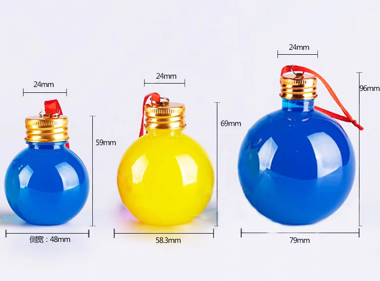 100ml spherical plastic juice bottle transparent round bulb bottle with aluminum lid
