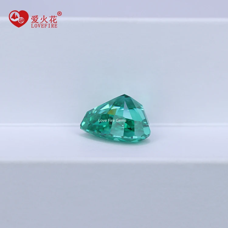 Loose Heart Gemstone Ice Crush Cut Paraiba green Cubic Zirconia Gem Stone