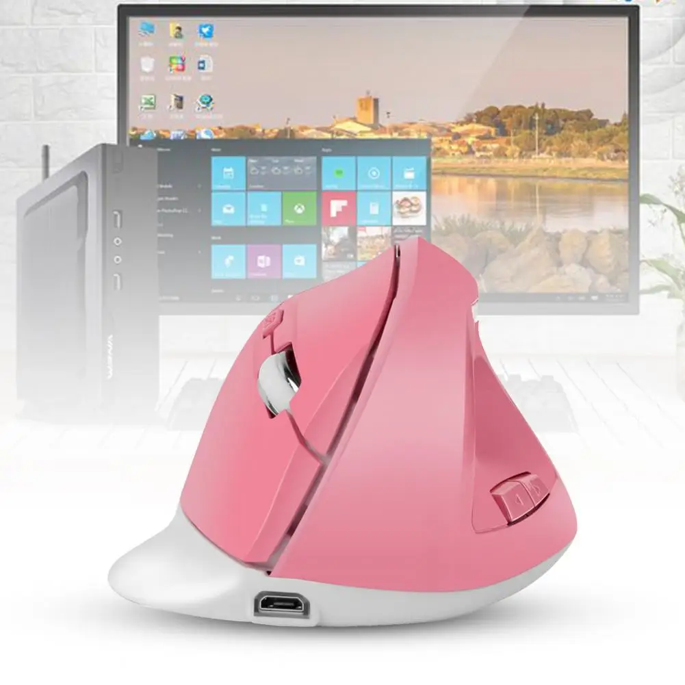 Лидер продаж, USB перезаряжаемая Настольная компьютерная мышь с низким потреблением энергии, гладкий оптический свиток, 2,4 ГГц, беспроводная Вертикальная мышь