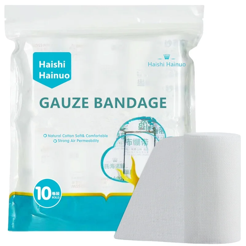 Hynaut 10*600 cm sterile wound healing stretch medical cotton roller gauze roll bandage