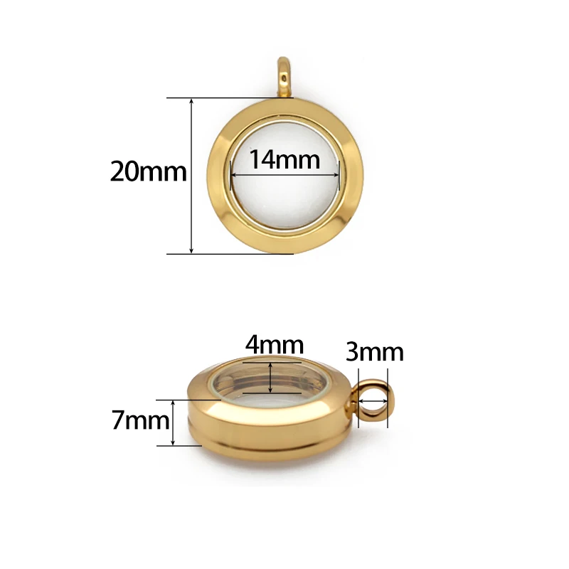 Wholesale 20mm Stainless Steel Glass Locket Ring Medallion Floating Locket Fit Living Memory Charms Ashes Necklace KeyChain Gift