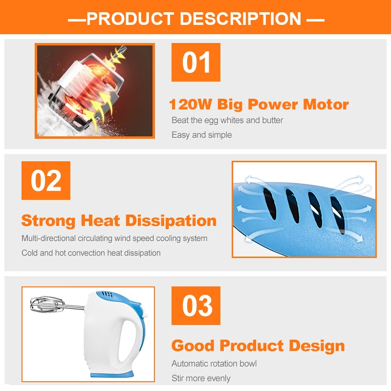 CX-6601 Plastic Beater Food Hand Electric Flour Mixer Machines Commercial Milk Pastry Bread Mixer For Dough Hand Mixer