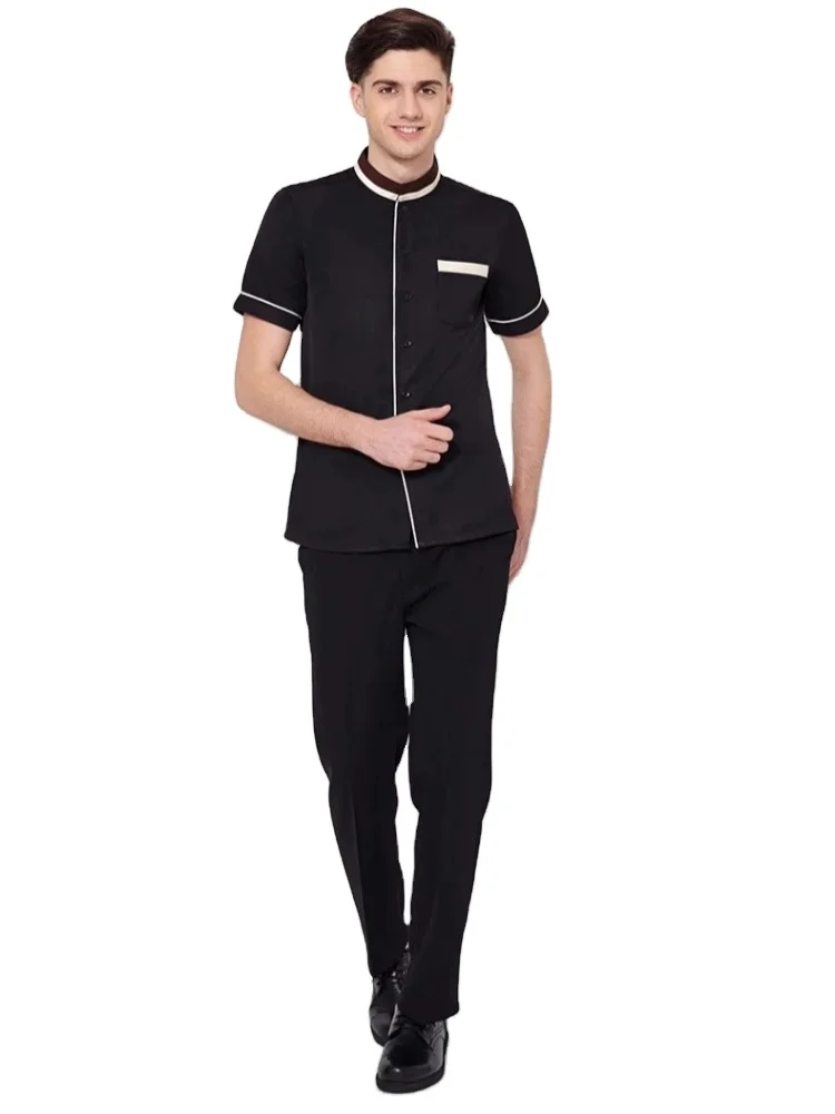 Hotel Waiter Uniform Long Sleeve Workwear Wrapping Cleaning Room Attendants Men Women Housekeeping Waiter Uniform Suit
