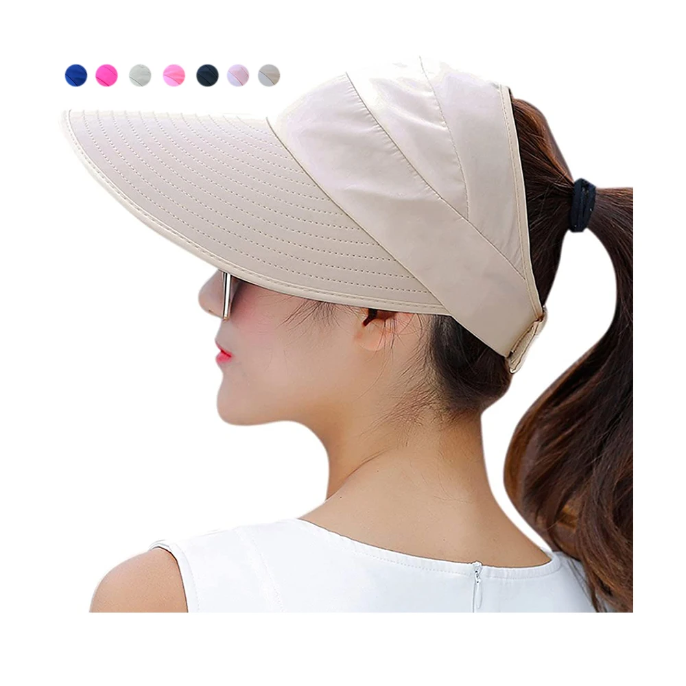 Sun Visor Hats Women Soft Breathable Large Brim Summer UV Protection Beach Cap