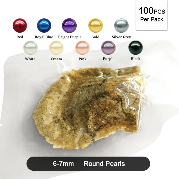 
6-7mm Vacuum Packed Akoya Shell Live Oysters Gift Loose Love AAAA Dyed Bulk Akoya Pearl Oyster With Pearl 