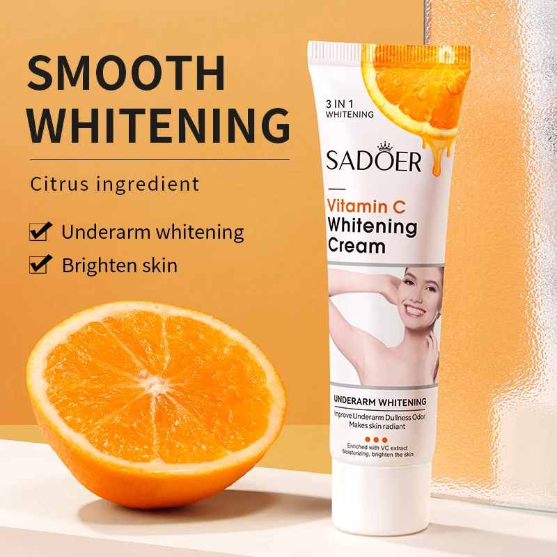 SADOER Hot Selling Skin Care Set Natural Organic Vitamin C Whitening Face Hand Eye Body Lotion Moisturizer Oil Exfoliating Gel
