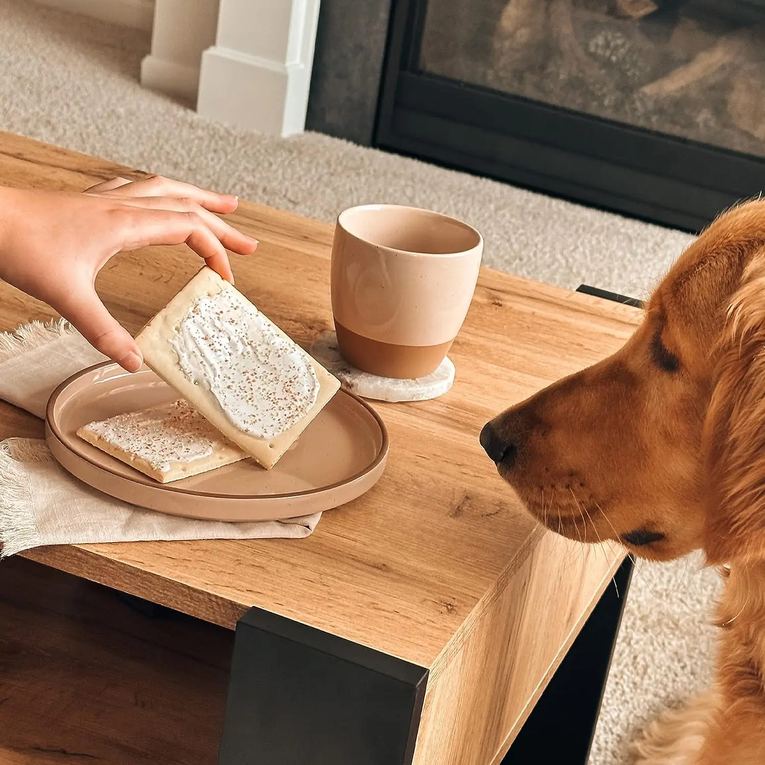 Handmade but Functional Design Plates Sets Dinnerware Stoneware Flat Plates for Dessert Salad Appetizer Plates