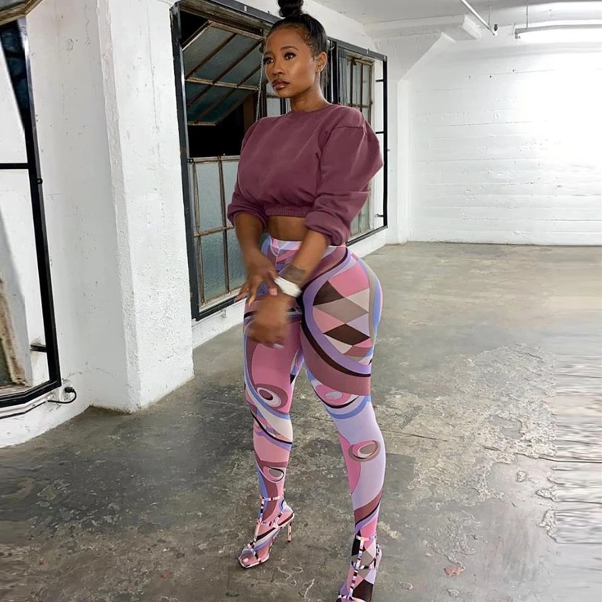 
K20P11045 Casual Aesthetic Print Slim Mesh High Waist Leggings Trousers 2021 Women Fitness Seamless Pants 