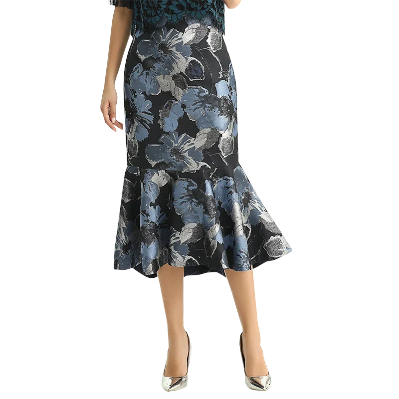 S168  custom odm oem low moq Fashion Elegant floral  woven ruffle skirt factory for women