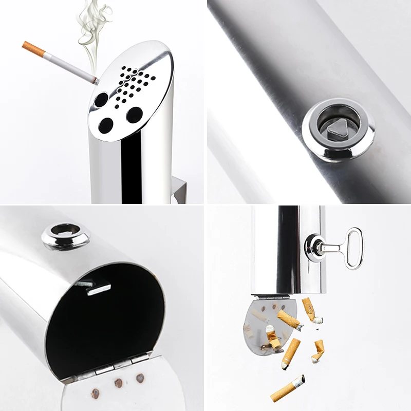Outdoor Stainless steel ashtray bin Wall Mounted Cigarette Butt Receptacle Ashtray