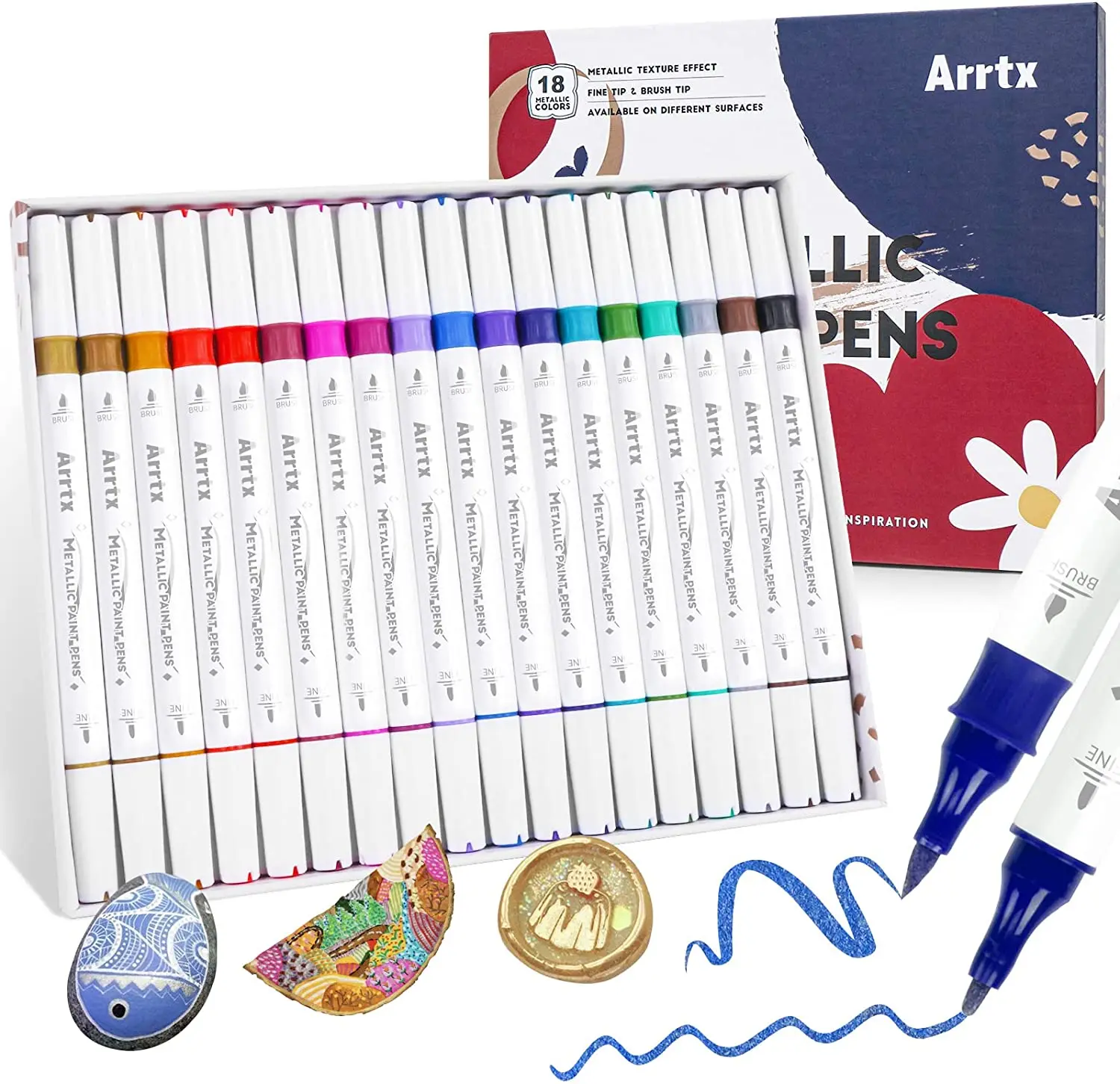 Arrtx металлические ручки для рисования, 18 цветов, акриловые маркеры для рисования на черной бумаге