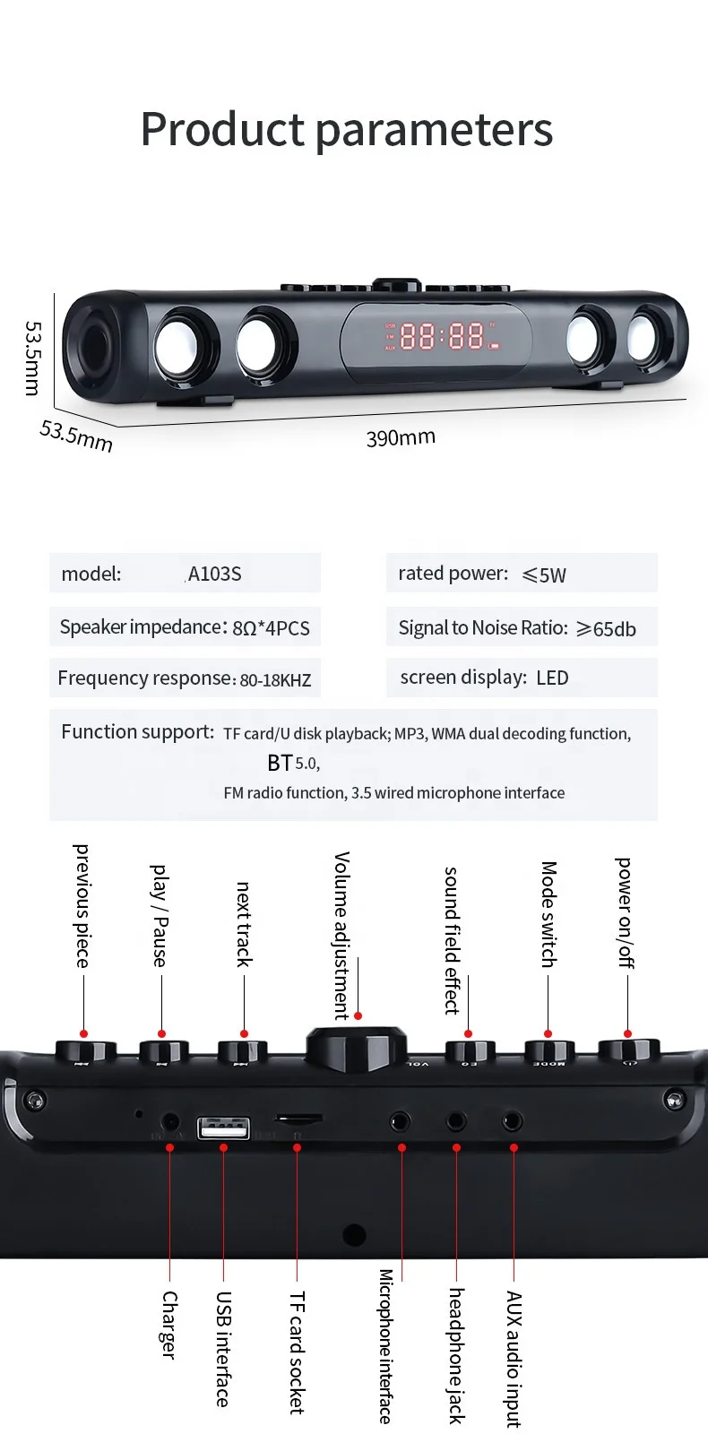 hottest fashion speaker subwoofer dj super sound bar speaker for tv/laptop/mobile
