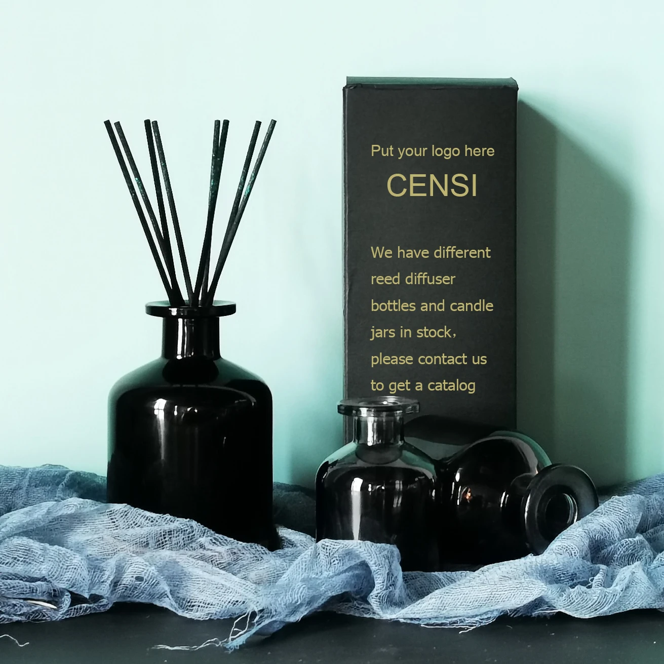 Оптовая продажа, матовые черные украшения для дома, Ароматические Стеклянные Флаконы-диффузоры из ротанга