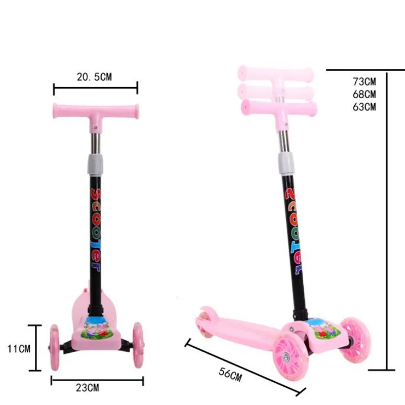 
3 wheel folding adjustable electric kids kick scooter spray scooters with led lights 