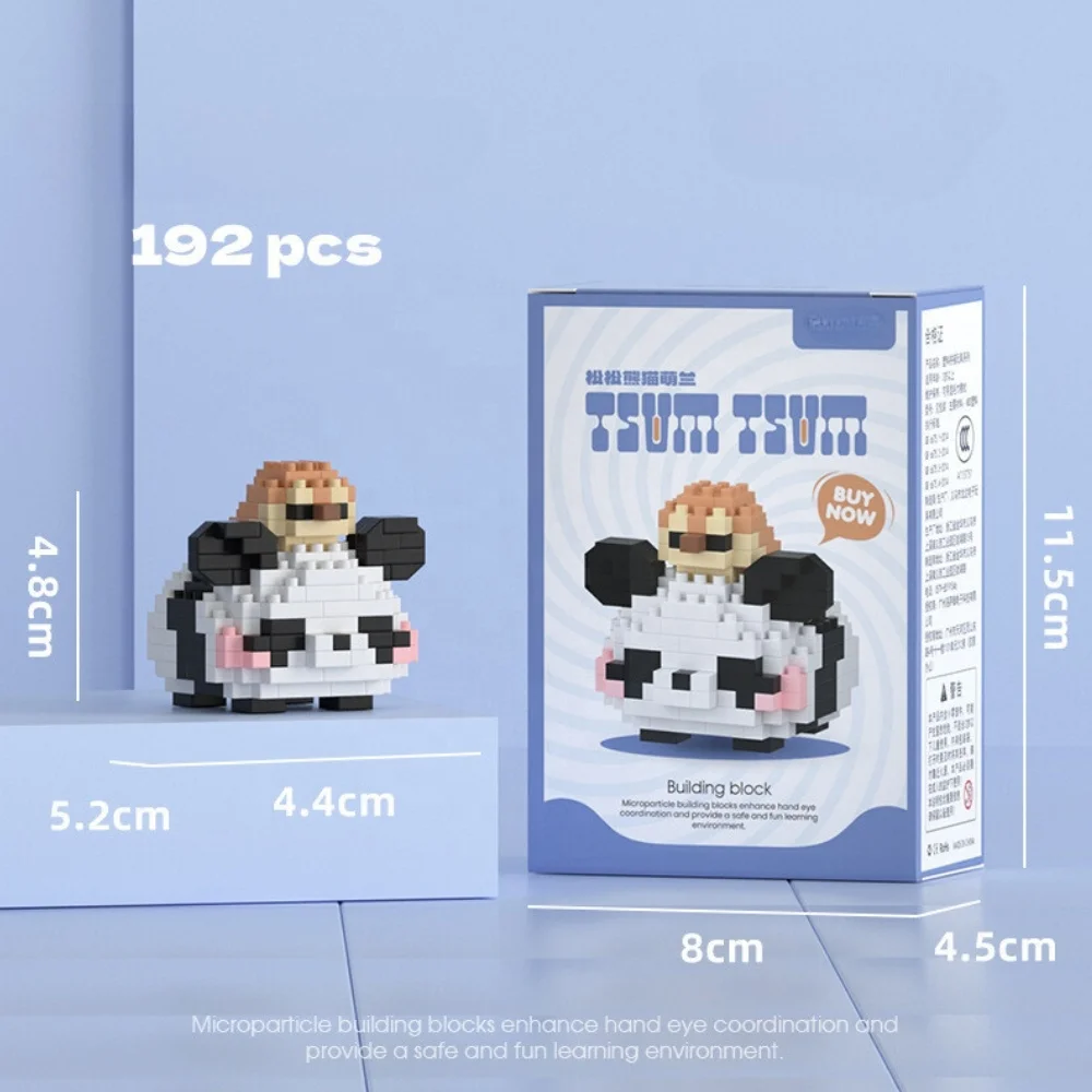 4 Style Cartoon Microparticle Series Happy Panda Full Set Mini Figures Educational Toys Gifts Table Decor Computer Toys