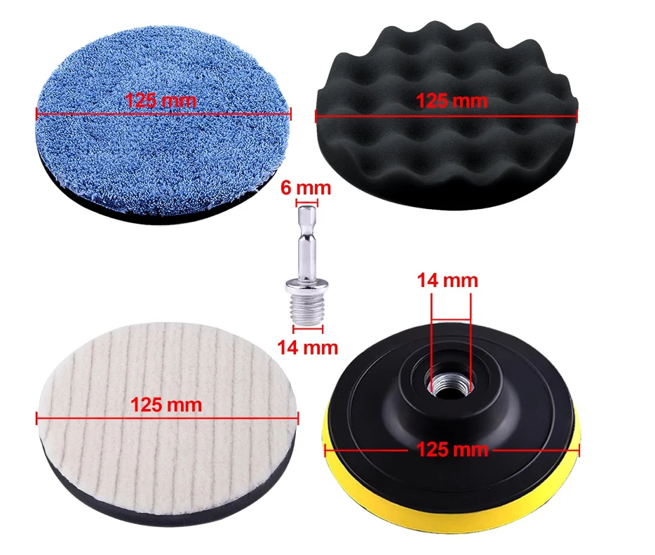 125mm 5 Inch Beveled Straight Edge Plastic Foam Polishing Backer Hook and Loop Pad for Sponge Wool Pad Polishing Waxing
