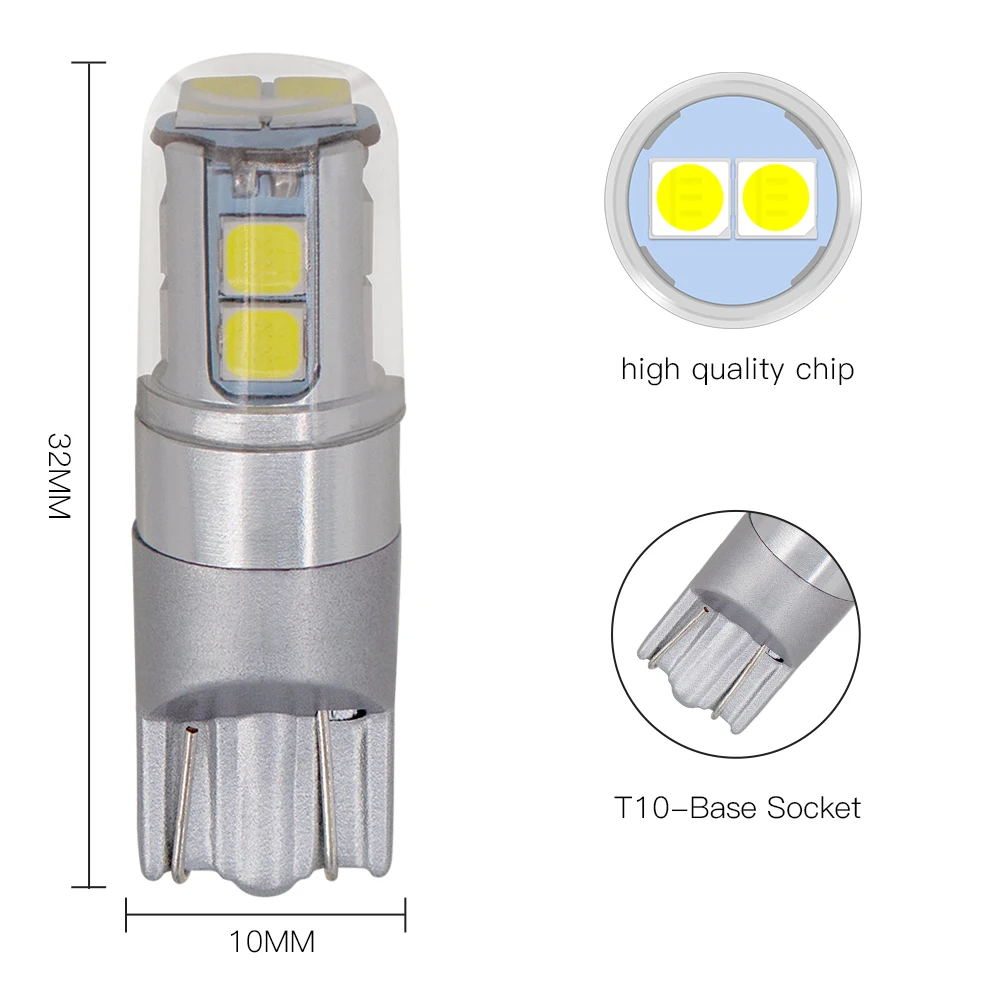 W5w T10 Led Bulbs 3030 10smd Drl Light T10 W5w 168 194 Led Car Auto White Instrument Lamp Dome Reading Lights SX123-T10
