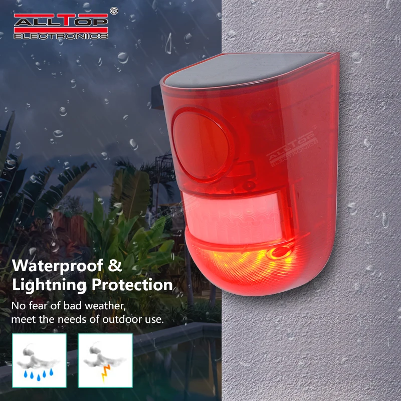 Cheaper price PIR motion sensor outdoor wireless security alarm system 129db loud siren solar home alarm security wall light