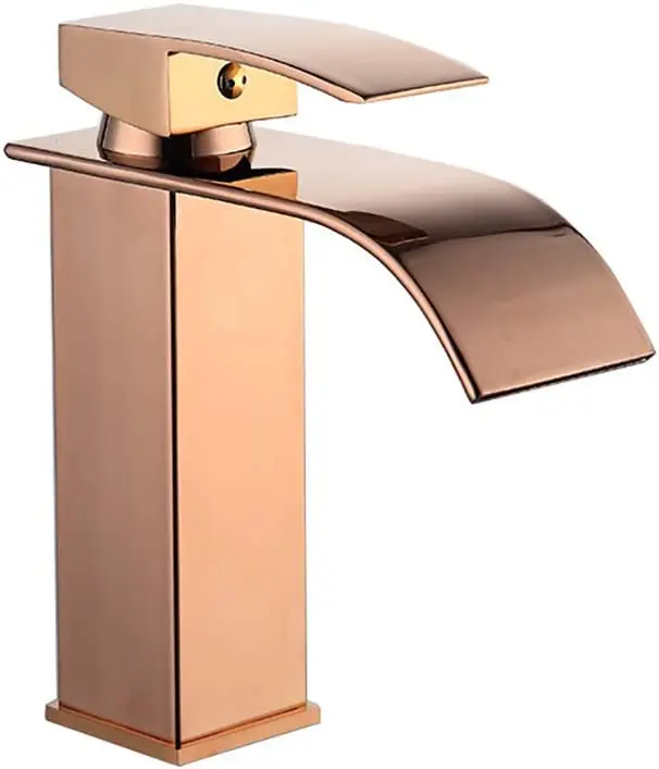 Rose gold bathroom basin faucet hot and cold rose gold tap basin sink rose tap bathroom gold square waterfall mixer