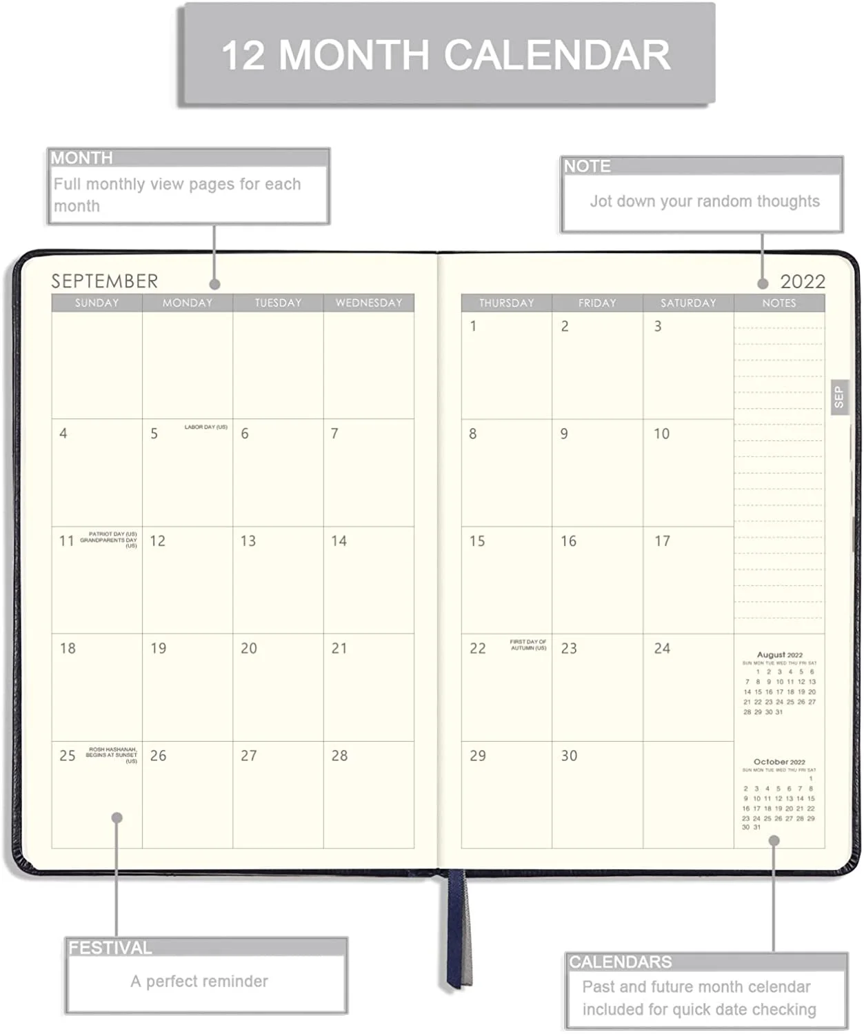 2022-2023 Weekly & Monthly Calendar Agenda Notebook A5 Thick Paper Calendar Stickers Cheapest Journal Notebook With Pen