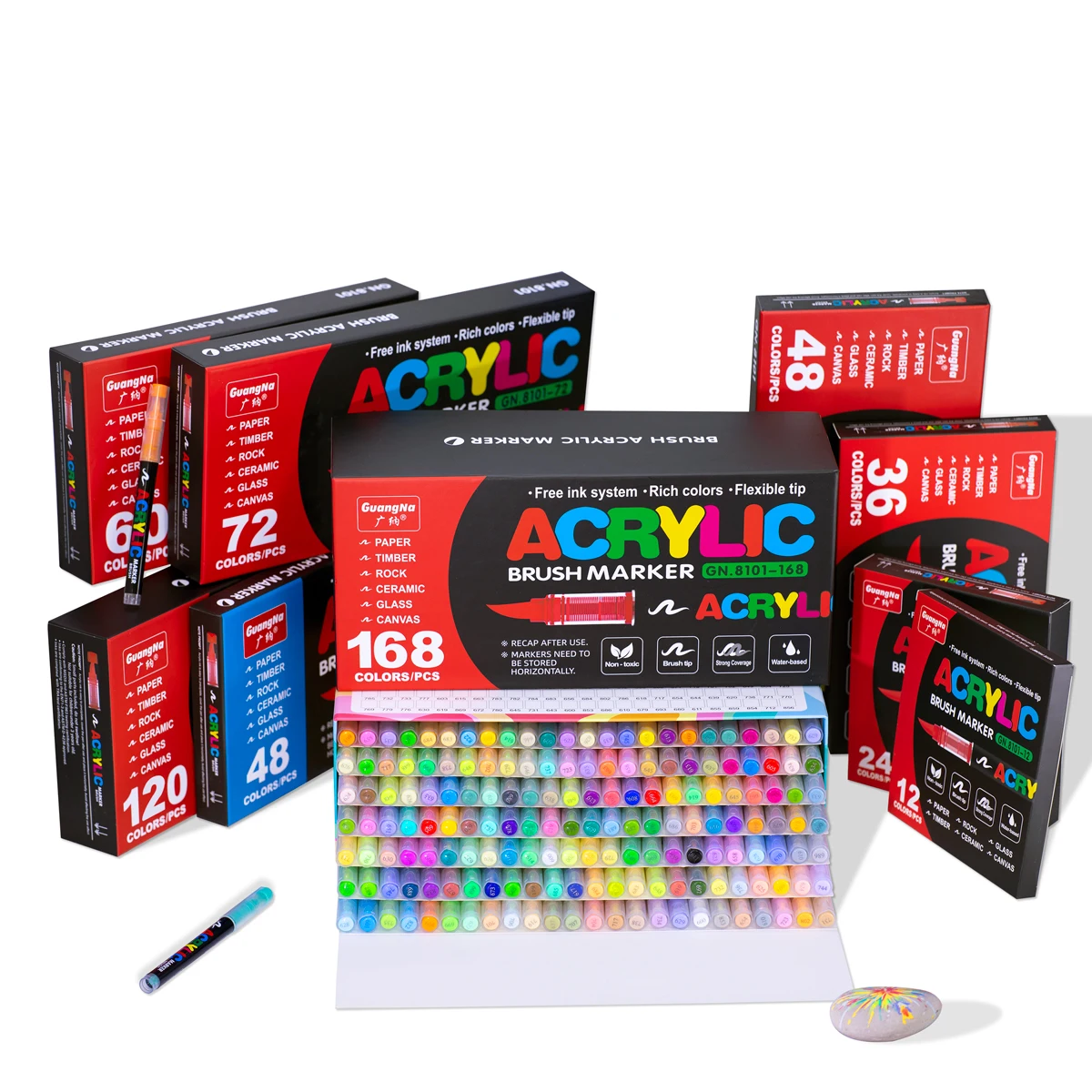 168 Colors Acrylic Marker Rock Painting Kit for Kids Children Stone Paint brush Set Ceramic Glass Wood DIY Crafts Art Supplies