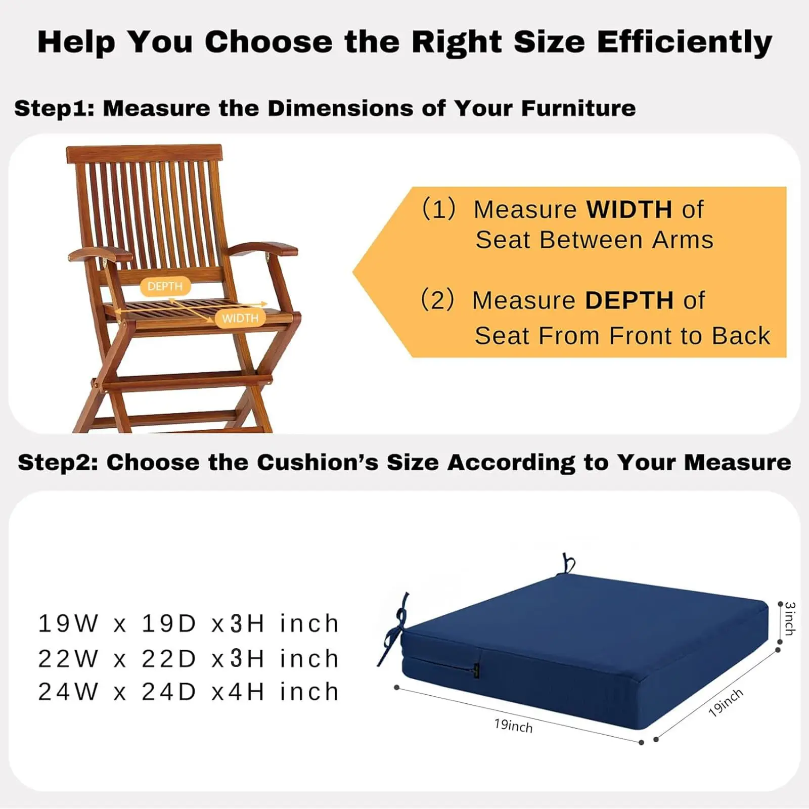 Outdoor Patio Garden Seat Waterproof Canvas Graphene USB Battery Rechargeable Outdoor Cushions for Chairs