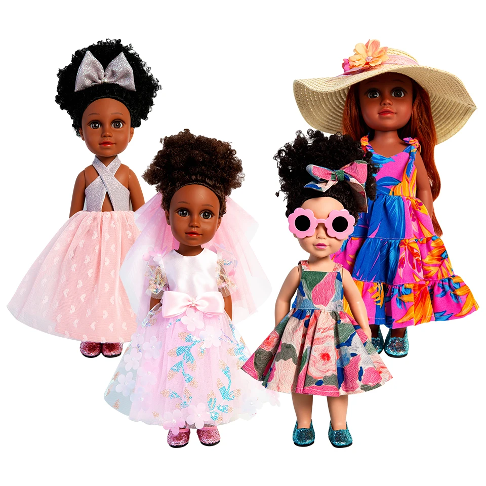 Factory New Design 14in African black baby doll Silicone cute Doll toys Fashion Style