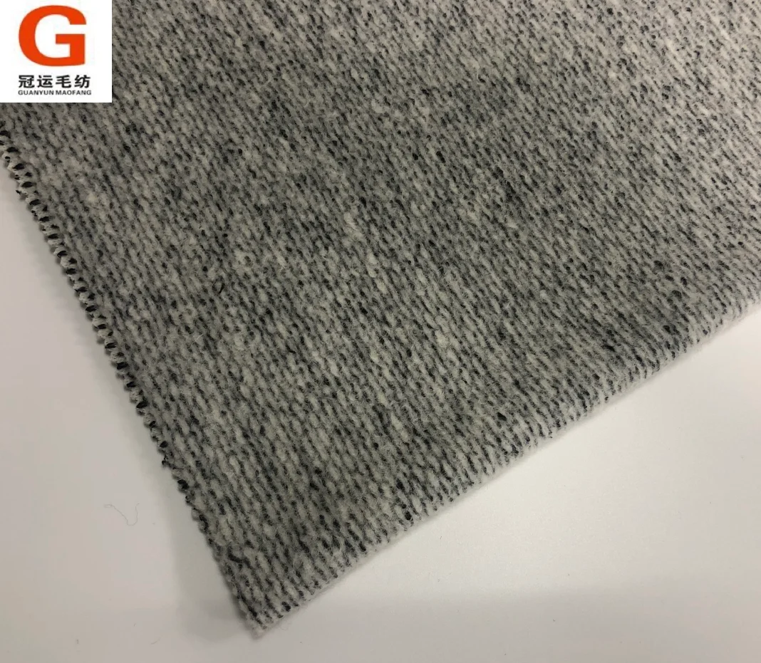 High quality 100% polyester wool like womens thick button woolen knit fabric