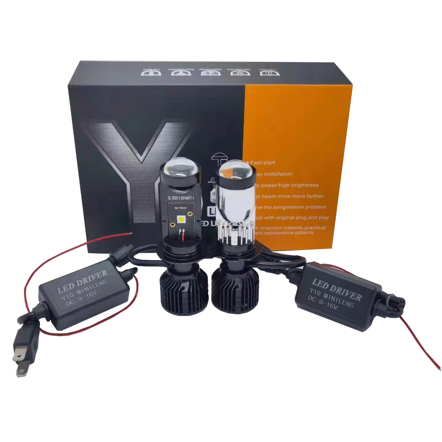 Super Bright Projector LED Headlight Lens y10 Mini H4 Led Lens H7 60W 10000LM Bi Car Laser Headlight Bulbs