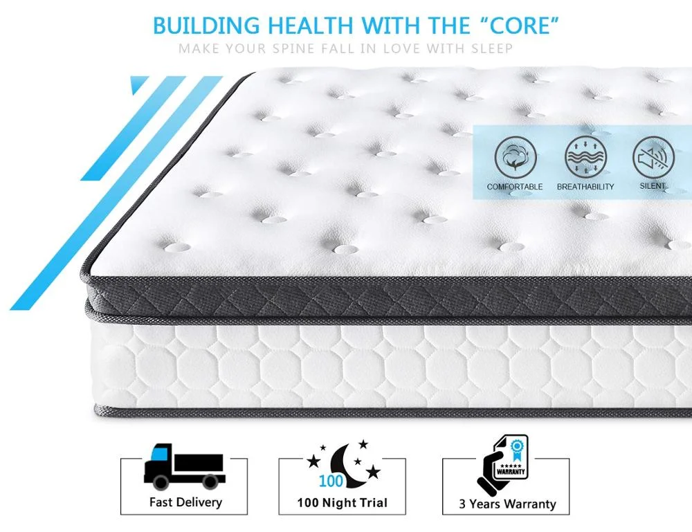 Hot sell in European Markets High End Pocket Spring Mattresses Euro Top Style Memory Foam with gel infused Bed Mattress
