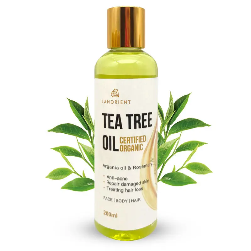 Private Label Treating Hair Loss Tea Tree Pure Essential Oil Vitamin C E Infused Body Massage Oil for Skin Lightening Hair Care