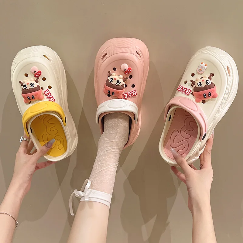 High-heeled  female summer wear thick soles increase fashion beach beach baotou non-slip sandals female