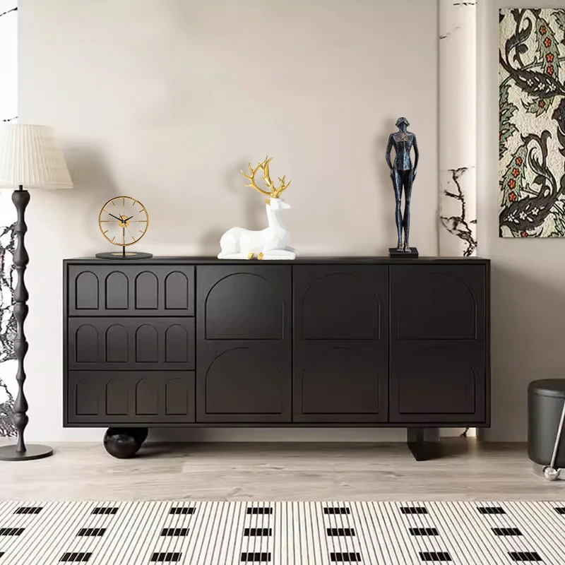 SUKE French style cream cabinet buffet foyer entrance cabinet open large capacity stainless steel living room furniture