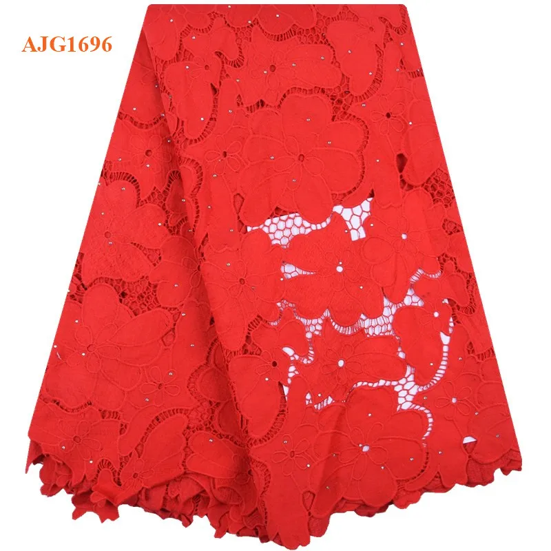 High Quality African Tulle Guipure Cord Lace Fabric Latest Nigerian French Cord Lace Fabric With Stones For Dress 1696