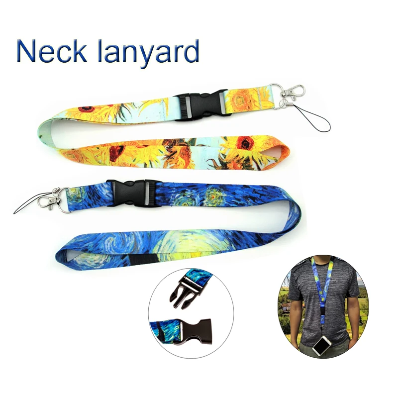  Van Gogh Neck Lanyard Keys ID Holder Strap Cell Phones Cameras Bags Accessories Detachable Lanyards with Quick Release