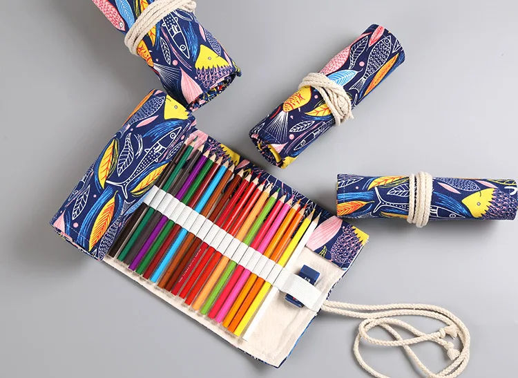 Colored Pencil Wrap Pencils Roll Holder Coloring Pencils Organizer Holder Colored Pen Paint Brush Storage Pouch Portable