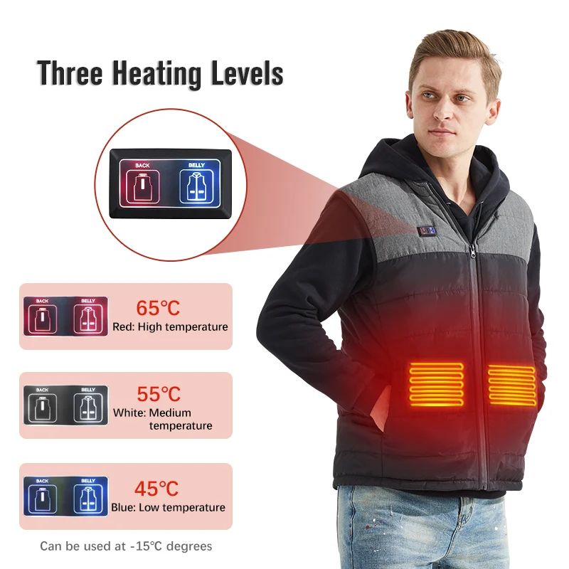 Factory custom double switch 9/11 places winter heated vest men women usb heated jacket 8xl 9xl