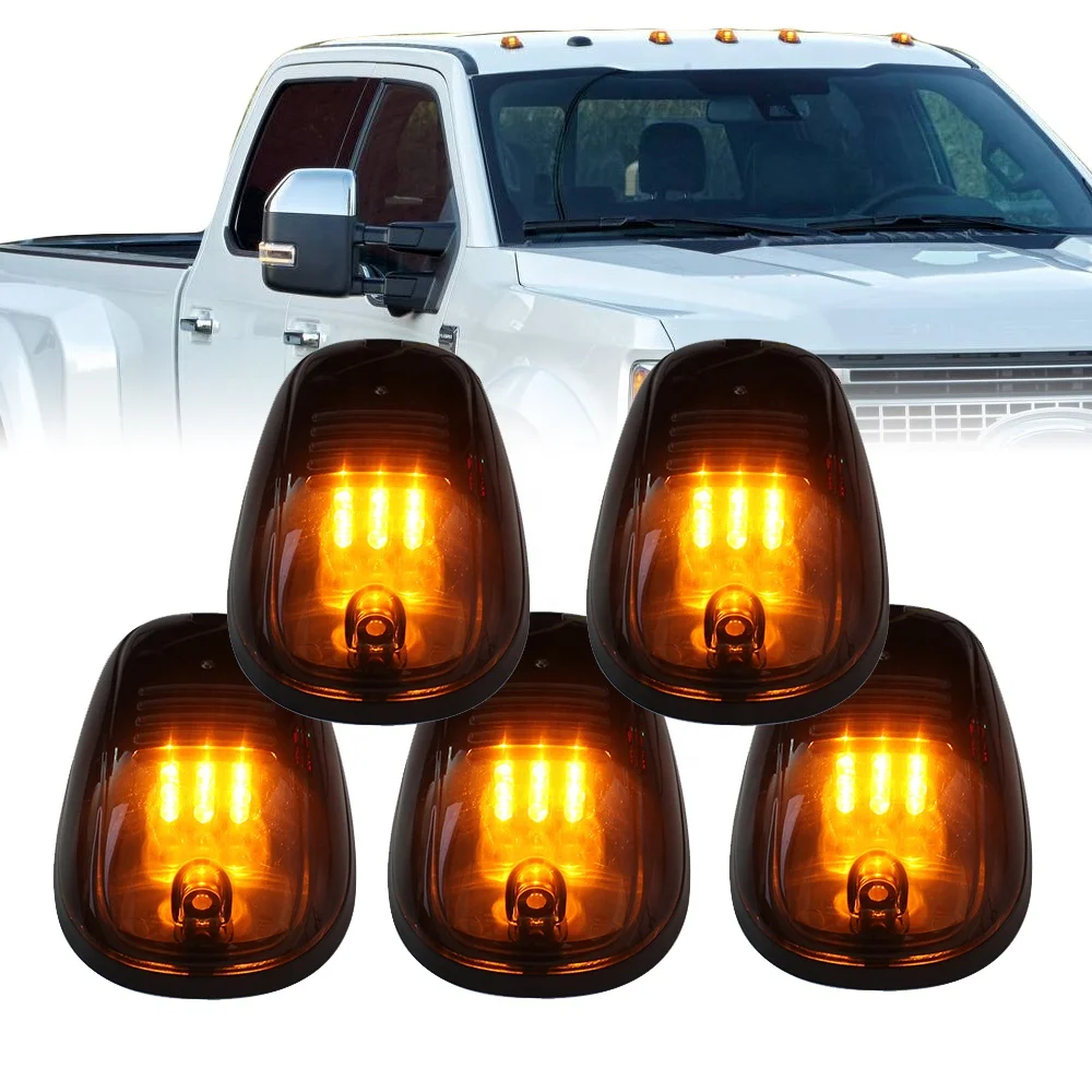 
Smoked Lens LED Truck Cab Lights Roof Clearance Marker Lights Amber LED Roof Top Lamp Running Lights For Pickup Truck Off Road 