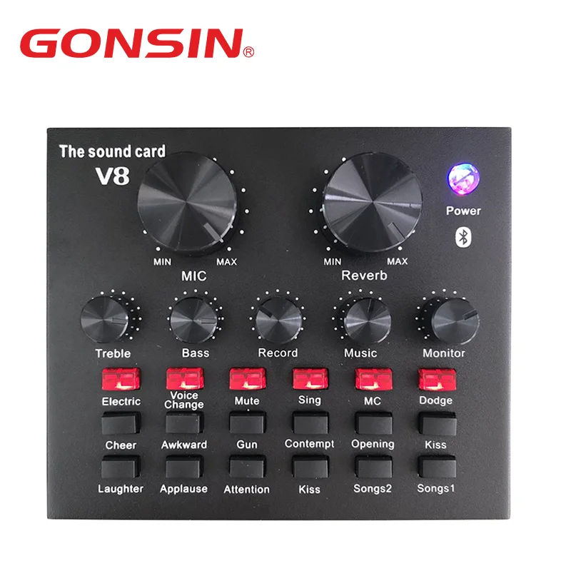 
sound card studio recording external v8 sound card with mic auto tune sound card 