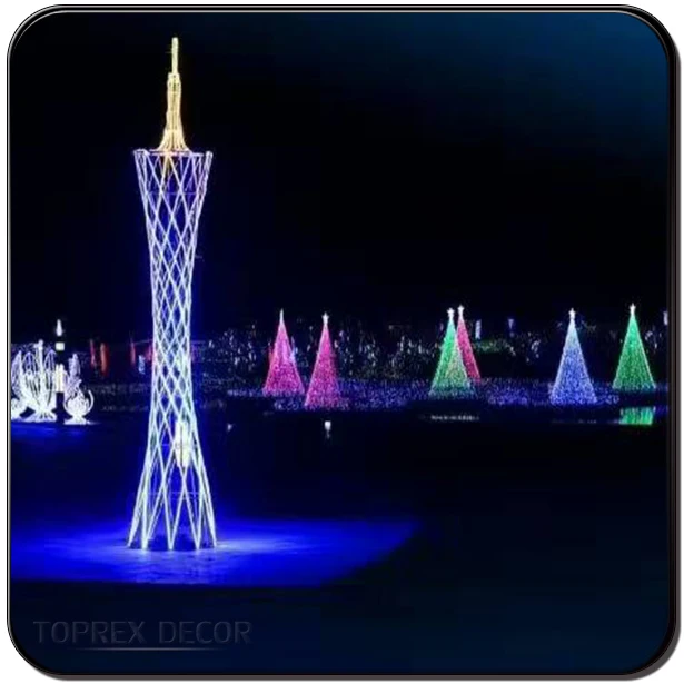 Customization Large metal frame 3D LED tower Waterproof christmas lights motif outdoor for festival decorative lighting