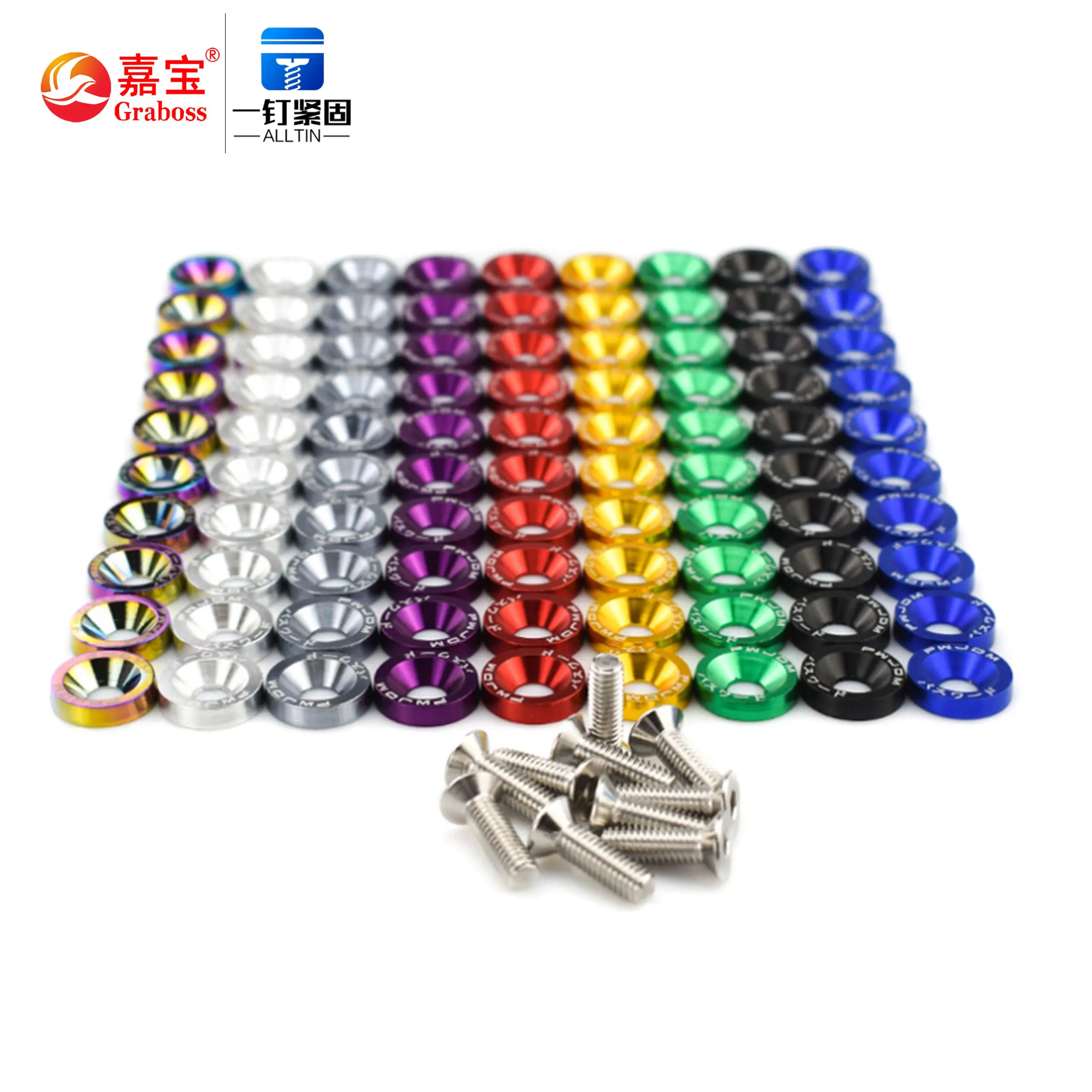 Fender Washers License Plate Bolts Washers M6 Countersunk Concave Convex Washers Automobile Refit JDM Style Aluminum GB Anodize