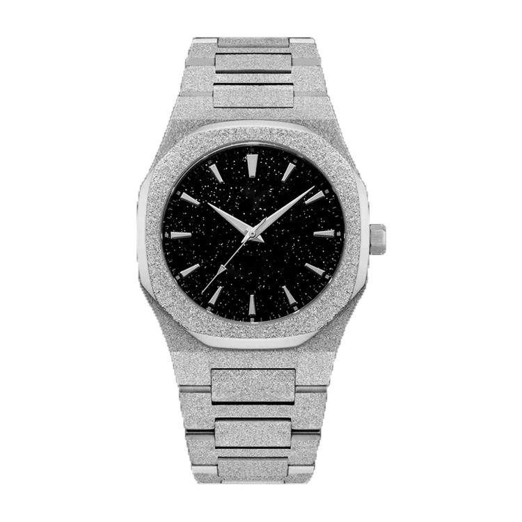 Customized Logo 40mm Milan Style Low MOQ Japan Movement Ultra Thin Waterproof Star Dust Frosted Watch