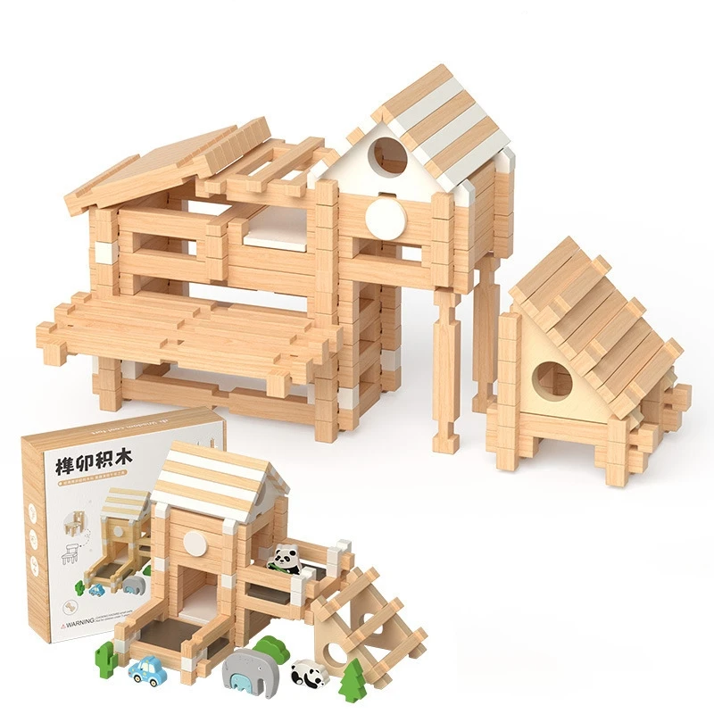 Mortise and Tenon Early Education Craft Model Building Block Puzzle Kids Assembling Diy Miniature House Kit