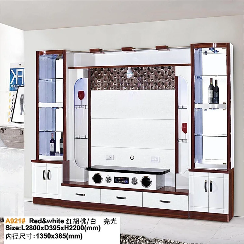 Hot sale TV Table Glass Wood Television TV Stand Living Room furniture set