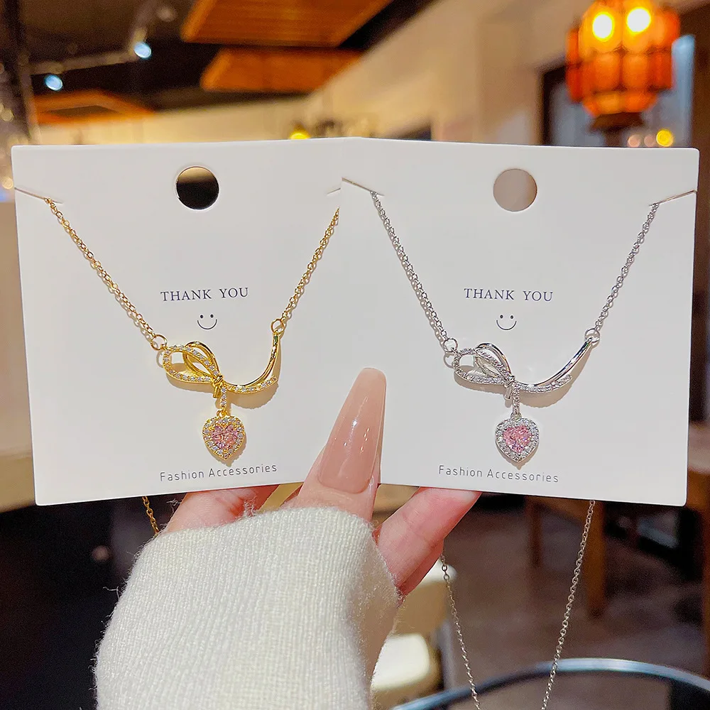 Simple Heart Necklace Multicolor Elegant Luxury Temperament Women Daily Romantic Necklace For Women Party Jewelry
