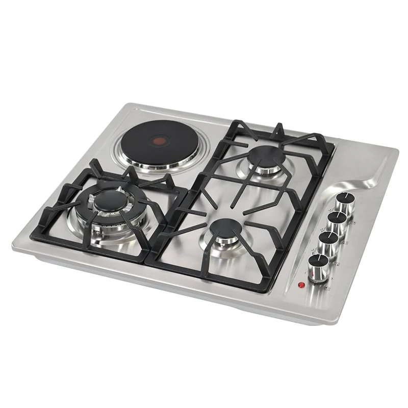 Gas hob with 1 ceramic hot plate burner and 3 gas burners cooktop